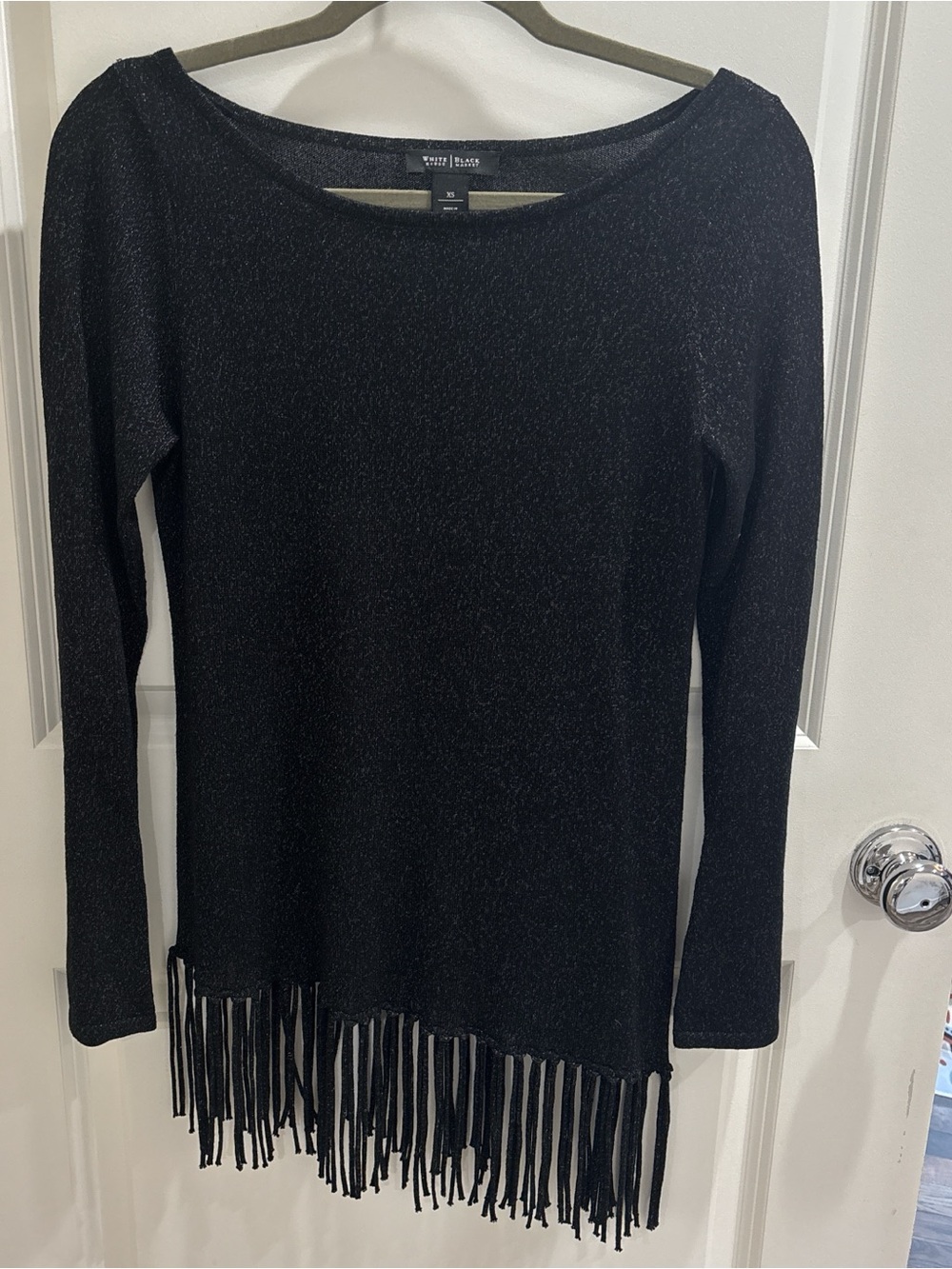 White House Black Market Black Shimmer Knit Top
